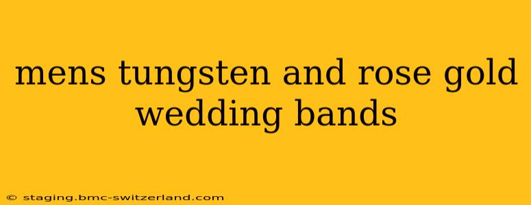 mens tungsten and rose gold wedding bands