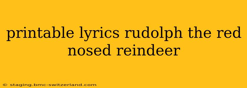 printable lyrics rudolph the red nosed reindeer